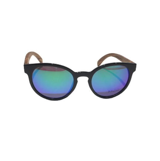 Polarisierende blau getönte Sonnenbrille mit Holzbügel bei bekos.ch