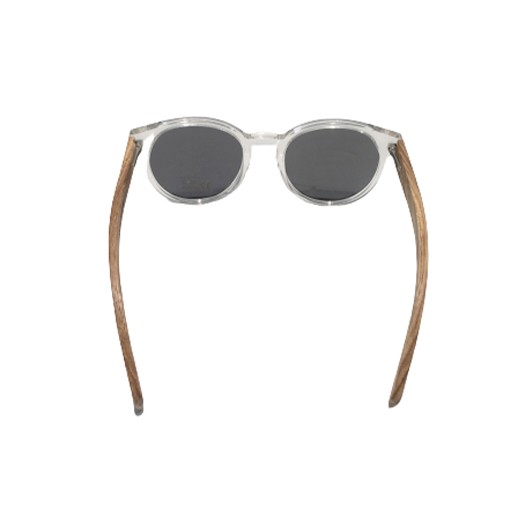 Polarisierende grau getönte Sonnenbrille mit Holzbügel bei bekos.ch