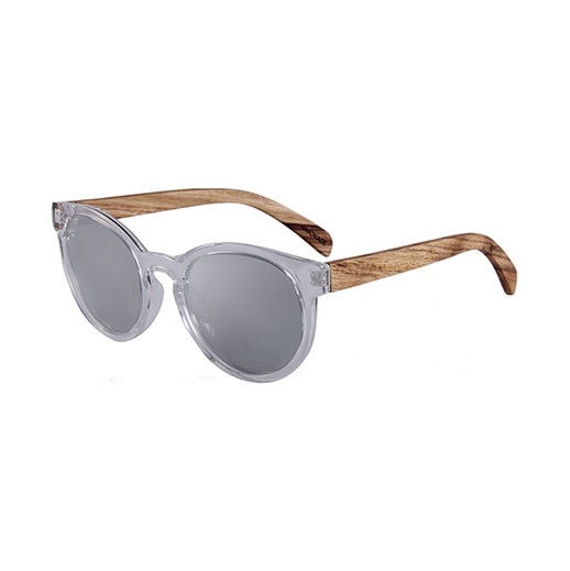 Polarisierende grau getönte Sonnenbrille mit Holzbügel bei bekos.ch