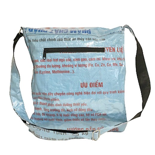 Upcycling - Shopper / Studententasche aus recycelten Fischfuttersäcke blau bei bekos.ch