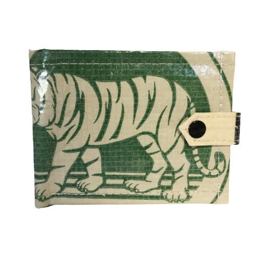 Upcycling – handliche Geldbörse mit Lasche aus recycelten Zementsäcke green Tiger