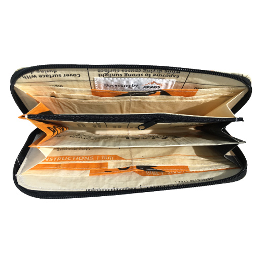 Upcycling - Reissverschluss Geldbörse aus recycelten Zementsäcke Camel