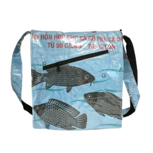 Upcycling - Shopper / Studententasche aus recycelten Fischfuttersäcke blau
