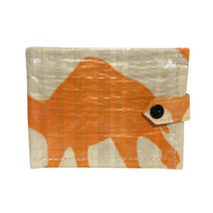 Upcycling - handliche Geldbörse mit Lasche aus recycelten Zementsäcke Camel
