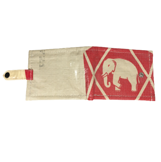 Upcycling - handliche Geldbörse mit Lasche aus recycelten Zementsäcke Elephant