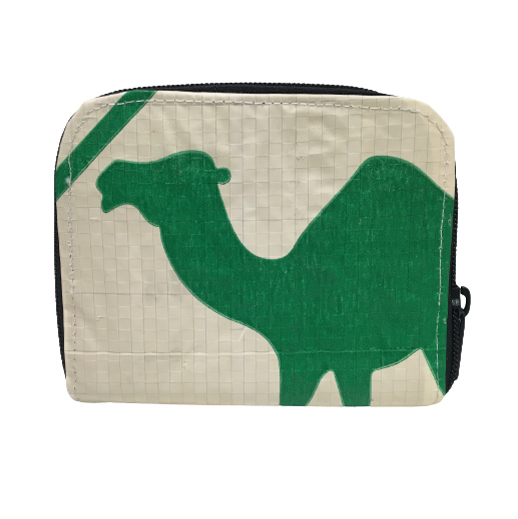 Upcycling - praktische Geldbörse mit Reissverschluss Camel