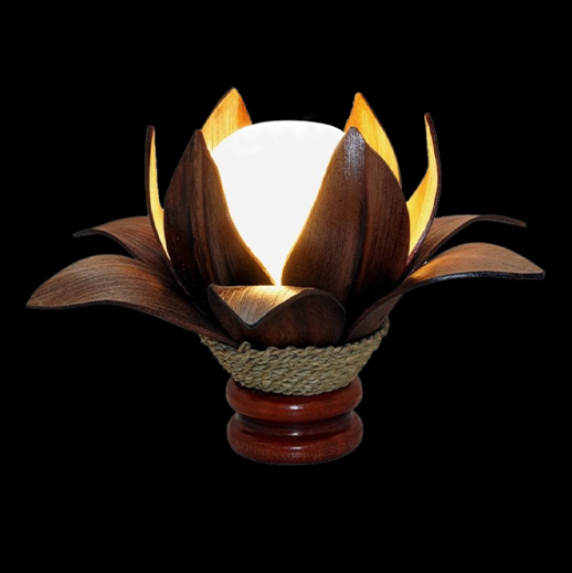 Tischlampe "Lotus-Blüte" aus Kokospalmblätter