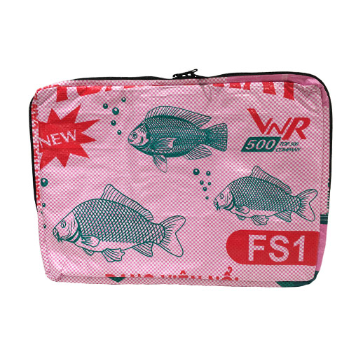 Upcycling - Laptoptasche 15" aus recycelten Fischfuttersäcke light Pink