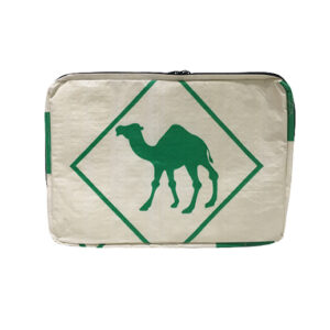 Upcycling - Laptoptasche 15" aus recycelten Zementsäcke Camel grün