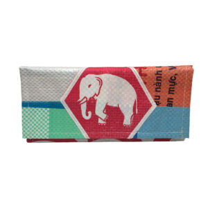 Upcycling - Damen Geldbörse aus recycelten Säcke Patchwork Elephant