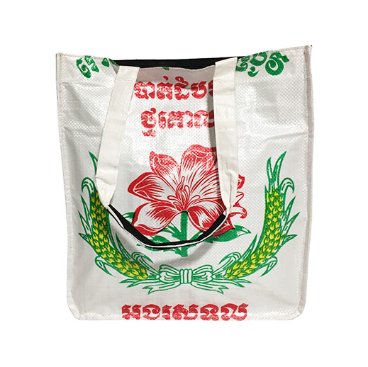 Upcycling - Grosser Shopper aus recycelten Reissäcke Blume