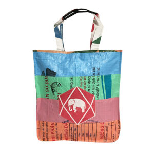 Upcycling - Grosser Shopper aus recycelten Säcke Patchwork Elephant