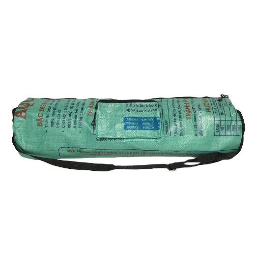 Upcycling - Yoga-Tasche aus recycelten Fischfuttersäcke grün