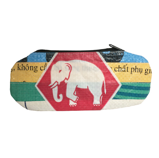 Upcycling - Brillenetui aus recycelten Säcke Patchwork Elephant