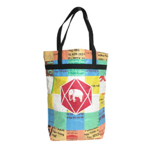 Upcycling - Grosse Einkaufstasche aus recycelten Säcke Patchwork Elephant