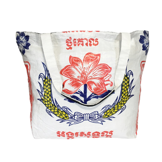 Upcycling - Grosser Shopper XL aus recycelten Reissäcke Blume