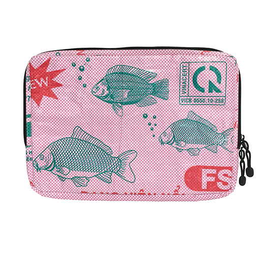 Upcycling - Laptoptasche 13" aus recycelten Fischfuttersäcke light Pink