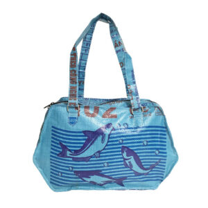 Upcycling - edle Handtasche aus recycelten Fischfuttersäcke blau