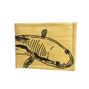 Upcycling - handliche Geldbörse aus recycelten Fischfuttersäcke gelb