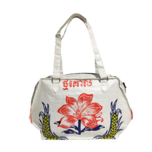 Upcycling - edle Handtasche aus recycelten Reissäcke Blume