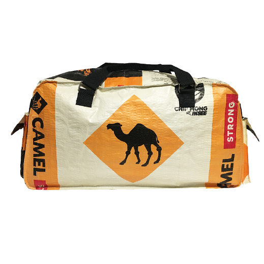 Upcycling - Extra grosse Sporttasche aus recycelten Zementsäcke Camel