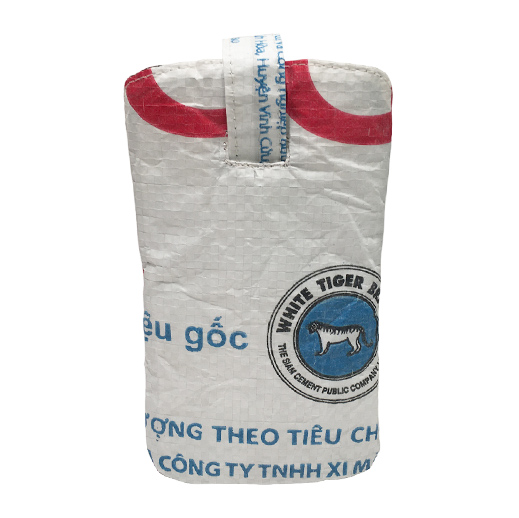 Upcycling - Handy - Hülle mit Zuglasche aus recycelten Zementsäcke Elephant L