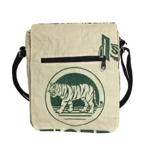 Upcycling - Kleine Umhängetasche aus recycelten Zementsäcke green Tiger