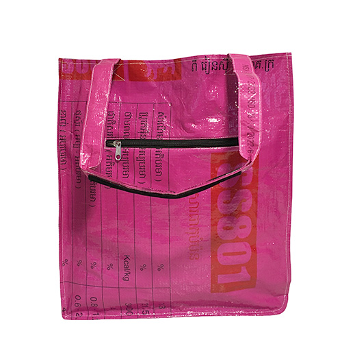 Upcycling - Grosser Shopper aus recycelten Reissäcke pink