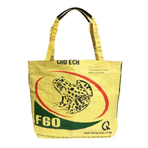 Upcycling - Grosser Shopper XL aus recycelten Futtersäcke Frosch gelb