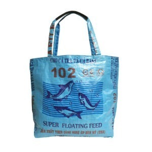 Upcycling - Grosser Shopper XXL aus recycelten Fischfuttersäcke blue