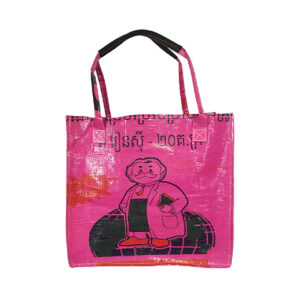 Upcycling - Handliche Tasche aus recycelten Reissäcke pink