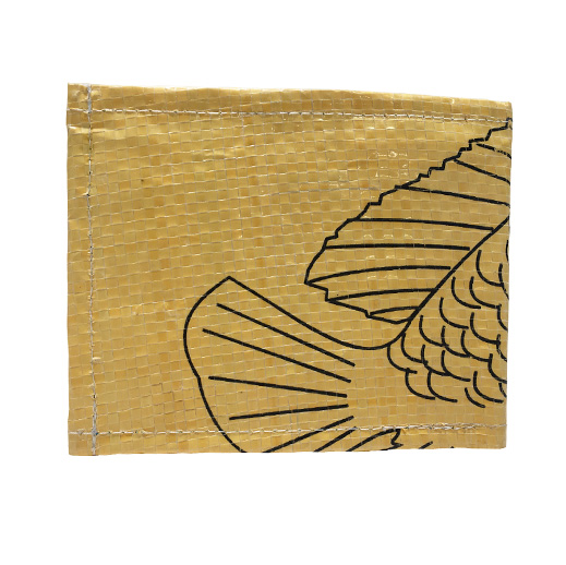 Upcycling - klassische Geldbörse aus recycelten Fischfuttersäcke gelb