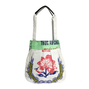 Upcycling - Tote Bag / Schultertasche aus recycelten Reissäcke Blume