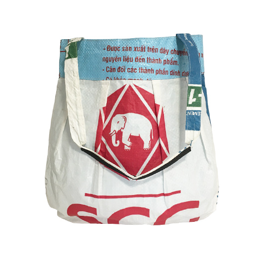 Upcycling - Tote Bag / Schultertasche aus recycelten Zementsäcke Elephant