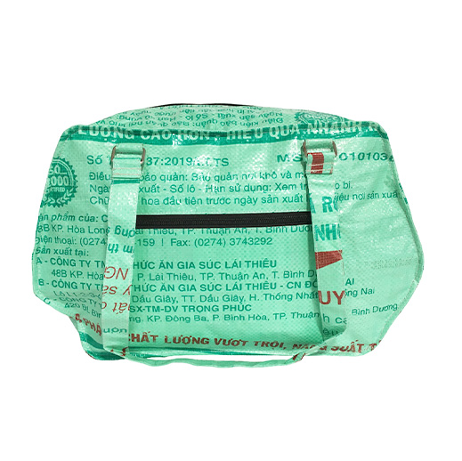 Upcycling - edle Handtasche aus recycelten Fischfuttersäcke leuchtgrün
