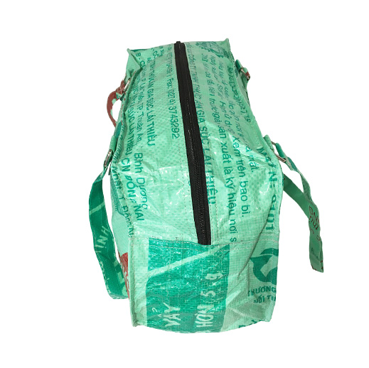 Upcycling - edle Handtasche aus recycelten Fischfuttersäcke leuchtgrün
