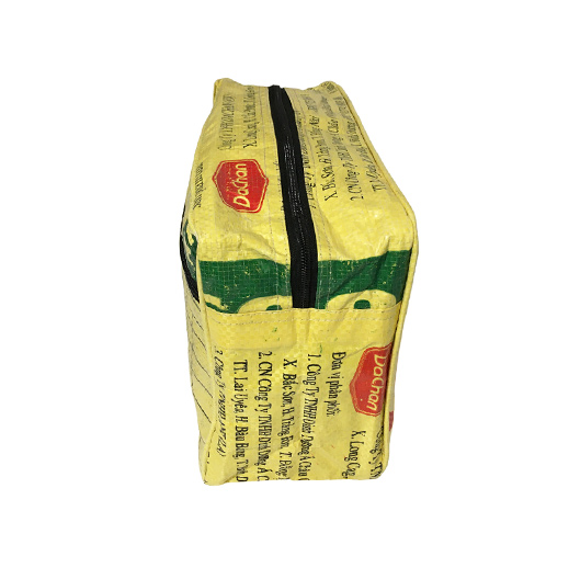 Upcycling - Kosmetiktasche aus recycelten Futtersäcke Frosch gelb