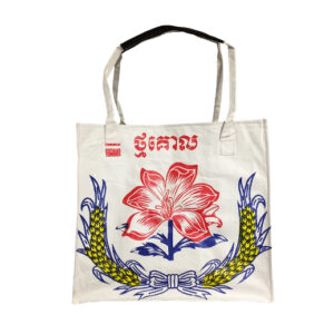 Upcycling - Handliche Tasche aus recycelten Reissäcke Blume