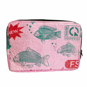 Upcycling - Laptoptasche 13" aus recycelten Fischfuttersäcke light pink
