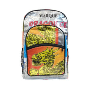 Upcycling - Grosser Rucksack aus recycelten Reissäcke Drache