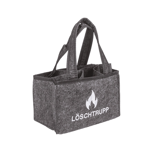 Löschtrupp - die graue Flaschenträgertasche aus Filz