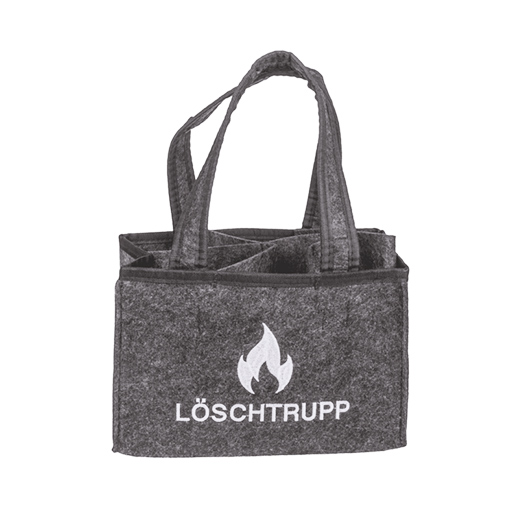 Löschtrupp - die graue Flaschenträgertasche aus Filz