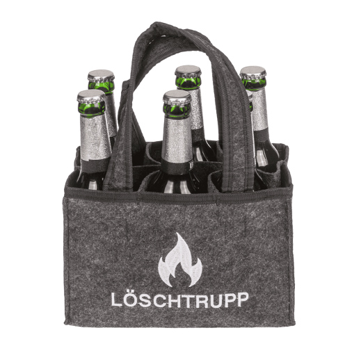 Löschtrupp - die graue Flaschenträgertasche aus Filz