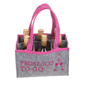 Prosecco - die graue Flaschenträgertasche aus Filz