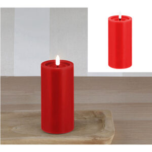 LED-Echtwachskerze mit 3D-Flamme undTimer rot L