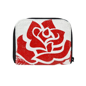 Upcycling - Geldbörse mit Reissverschluss aus recycelten Reissäcke Blume