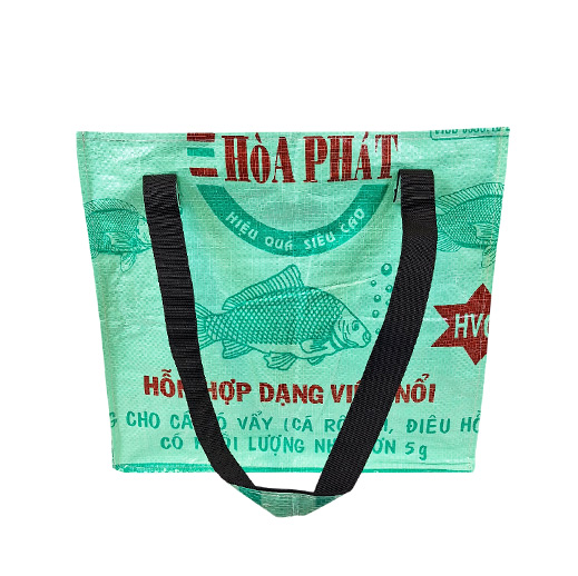 Upcycling - Handliche Tasche aus recycelten Fischfuttersäcke leuchtgrün