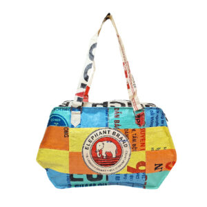 Upcycling - edle Handtasche aus recycelten Säcke Patchwork Elephant