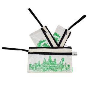 Upcycling - Etui 3er-Set aus recycelten Reissäcke Angkor Wat
