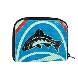 Upcycling - Geldbörse mit Reissverschluss aus recycelten Fischfuttersäcke light green